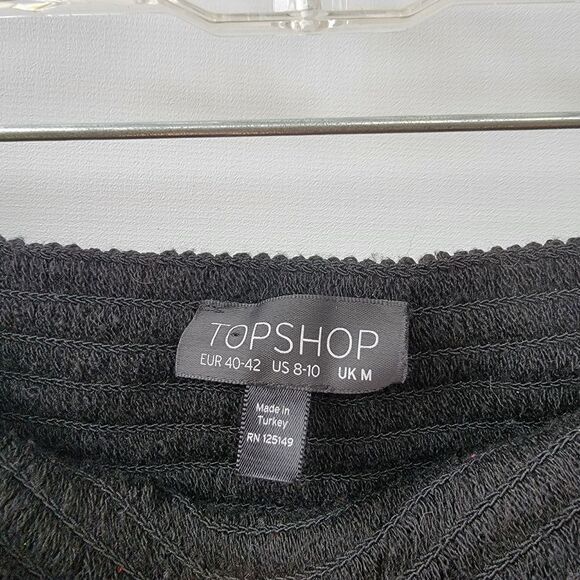 Topshop Womens Medium Black Boho Disco Retro Bright Sequin Smocked Tube Crop Top - Picture 6 of 10